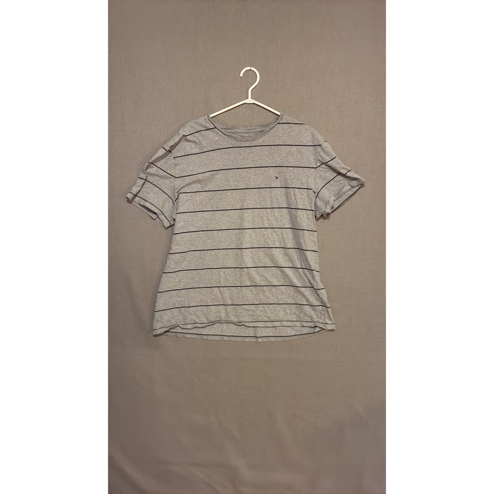 Tommy Hilfiger Grey Striped T-Shirt - Size XL